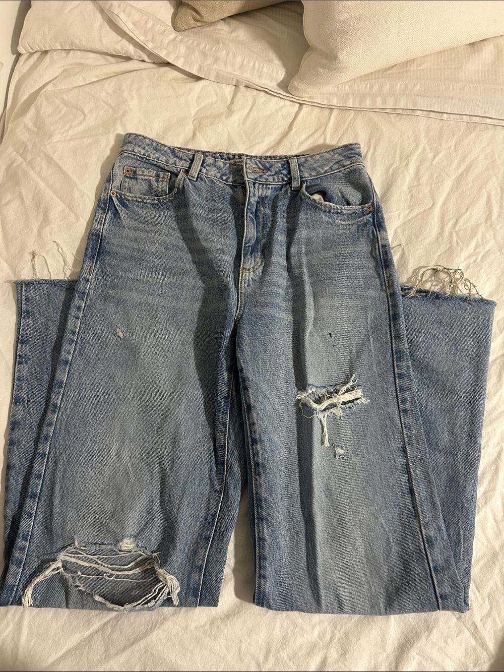 Garage Light Blue Distressed Women's Jeans - Classic High-Rise Denim